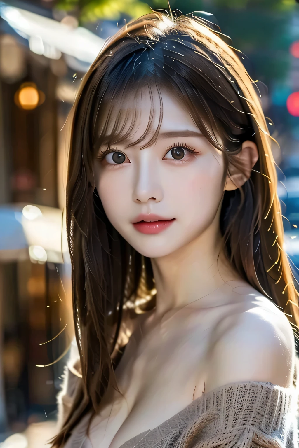 masutepiece, Best Quality, Photorealistic, Ultra-detailed, finely detail, hight resolution, 8K Wallpaper, Perfect dynamic composition, Beautiful detailed eyes, Women's Fashion Summer, long Hair, large breasts natural color lip, Bold sexy poses,Smile,20 years girl、Cute、Sexy shot looking at camera