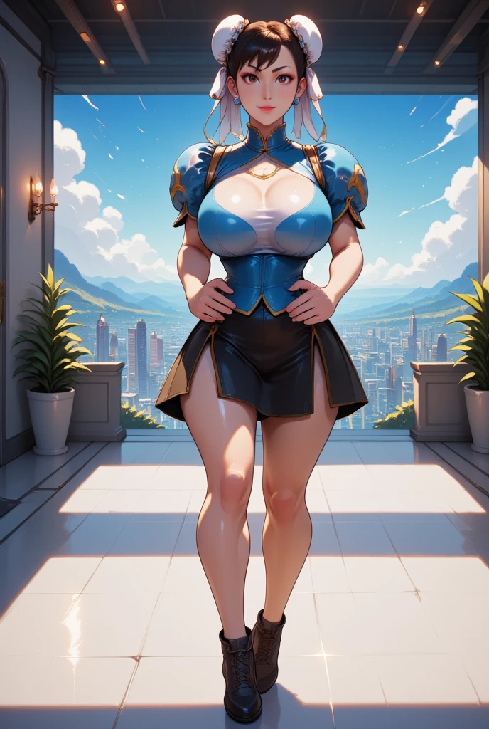  Olivia Wilde as a modern godess, with a transparent toga, showing us tits,  in a futuristic city, ultra- realistic, illustration hi quality, anime style, full HD