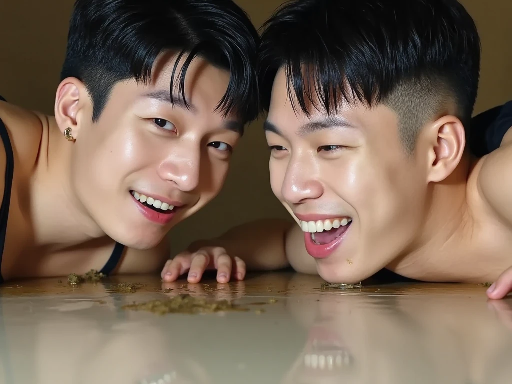 Two boys kissing,big Bathtub,Raised sexy , open mouth, shouting in pain, full body shot