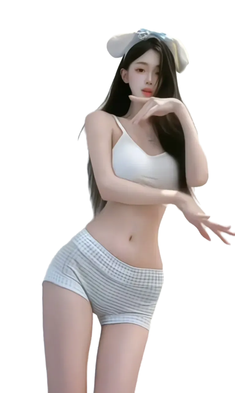 ((((masterpiece, best quality)))), ((26 year old)), ((((Japanese woman with long black hair))), in ((white tanktop)), ((((white high cut panties)))), (((Large Hips))), ((standing in a messy bedroom)), (smiling), (blushing), (((realistic 3D game model)))