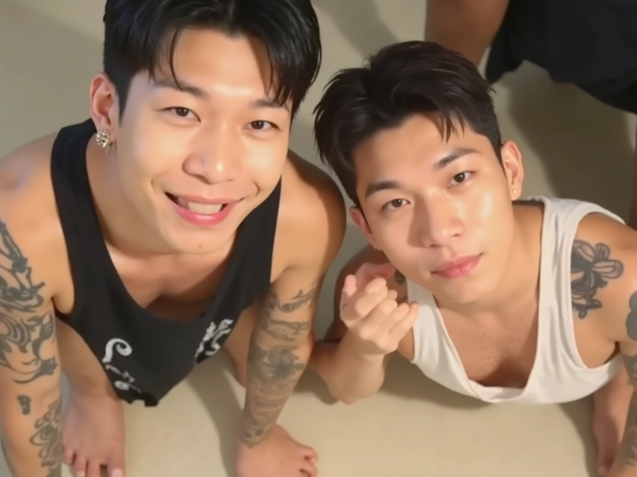 3 Handsome man , standing , only man , puffy nipples , wide hips , 3 boy shooting porn magazine cover , wet , juice , cum , sexy , tongue kiss