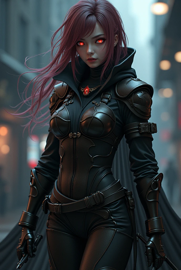 red eyes, sylvanas_windrunner, sylv-lora, 1girl, elf, will be depicted in the futuristic world of "Aeon Flux". The artwork will be created using the medium of digital illustration. The image quality should be at its best, with a resolution of 4k or 8k. It should be ultra-detailed and have a realistic, photorealistic appearance. The colors should be vivid and the lighting should be carefully designed to enhance the overall atmosphere of the scene.