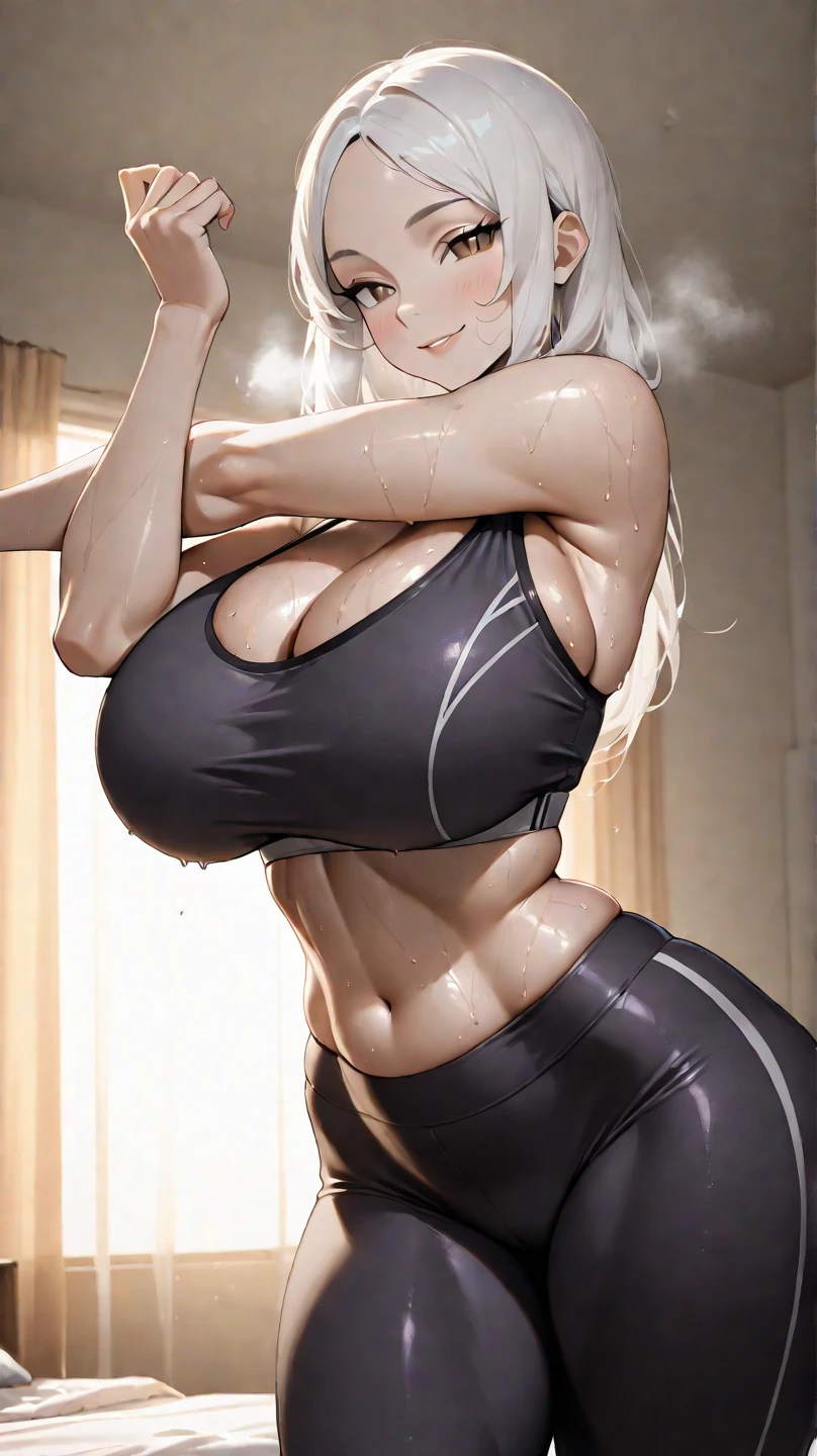 (Tired Old Woman)、Aging the face、age the body、Milk aging、Old age、An old hag、illation99talent、(Aging)、His face is haggard、Showing facial wrinkles、Saggy breasts、Breasts are dripping from the base、Saggy breasts、(Sloppy sagging breasts)、(Wilted milk)、Wrinkly breasts、Breasts are old、Wrinkles at the base of the breasts、(I can't see my abs)、No abdominal muscles、(My stomach is slacking)、Lower belly chubby。(The arms are long and thin)、Long neck、muscular neck、The neck should be bare skin、(Bare neck)、A muscle-like neck、Born with a neck、Bare throat、Born with a Throat、Bare Throat、Beautiful neck、Beautiful clavicle、Photorealistic perfect body, Perfect body with realistic shadows, Perfect face with realistic shadows、highest quality、masterpiece、Edgy Lines、Ultra-high resolution、Physical Beauty、Ino Yamanaka from NARUTO、White skin、Sulky look、Frowning、Vertical wrinkles between the eyebrows、A regretful look、Glaring、His face is grim、Angry、Annoyed look、The face is thin、Wide Hips、Big Ass、((Thick and strong muscular thighs))、((Ultra vulgar))、(Standing with legs apart)Place your arms behind your head、Highlight both armpits、Narrow waist、Short torso,studio lighting photos、Realistic and big、blue eyes、Blonde、Arafifu women in underwear、simple design white bra、Plain beige bra、All bras are white、Simple design white panties、Plain white panties、Bra and panties are all white、Wearing only simple white underwear、In just her underwear、White bra with white straps、Bra straps hanging from shoulders、The underwear is cheap、Age: 50、one person、((Long ponytail with no bangs))、Put all your hair in a ponytail、Ponytail knot on top of head、Ponytail with bangs slicked back、Thick ponytail、Show your amount、Muscular thighs are depicted up to the knees、All hair is included in the image、Sweep your bangs back to reveal your entire forehead.、((Don't let your bangs hang down))、Cutting your bangs、The bangs are short and sparse、The front hair is up、Don't let your bangs hang down in your face、Bangs up to above the eyebrows、((Her hair hangs down to her cheeks))、The bangs are not long、Cut off loose hair、((Hair does not touch the body))、Bangs should not hang down、Hanging hair should be placed behind the body.、My bangs are getting in the way、Hair above shoulders、(Cut both sides of the hair short)、Height: 175cm、Full Body View、(The depth of the written boundary, f/1.2:1.45),Great quality, Beautiful details, Very detailed, Ultra-fine, 16k, Exquisite, Absurd,((masterpiece)),(((highest quality))),((Remove bangs))、Refers to 5 books、Draw wrists and forearms clearly、Don't hide your eyes with long bangs、Cut the hair below the eyes、(Nothing to wear around the neck)、(The only outfit she wears is simple white underwear.)、Cut your bangs below your eyebrows、No black lines on underwear、Leave the entire neck area bare、Hair does not touch the chest、Make what you wear around your neck transparent、Cut the hair on the sides of the face short、(I can't put anything in my throat)、I can't wear anything in my ears、Realistic5Finger、(The hair hanging down on either side of the face reaches below the ears.)、The hairline that passes over the eye stops just above the eyebrows.、Modify the left arm to resemble the right arm、Draw the left arm the same as the right arm、(Ugly middle-aged women's shorts)、Ugly bras for middle-aged women、Auntie panties、(Short torso)、Long legs、Short sideburns、(Leave the face as it is)(Cut long hair below the ears)、(Pear-shaped sagging breasts)、