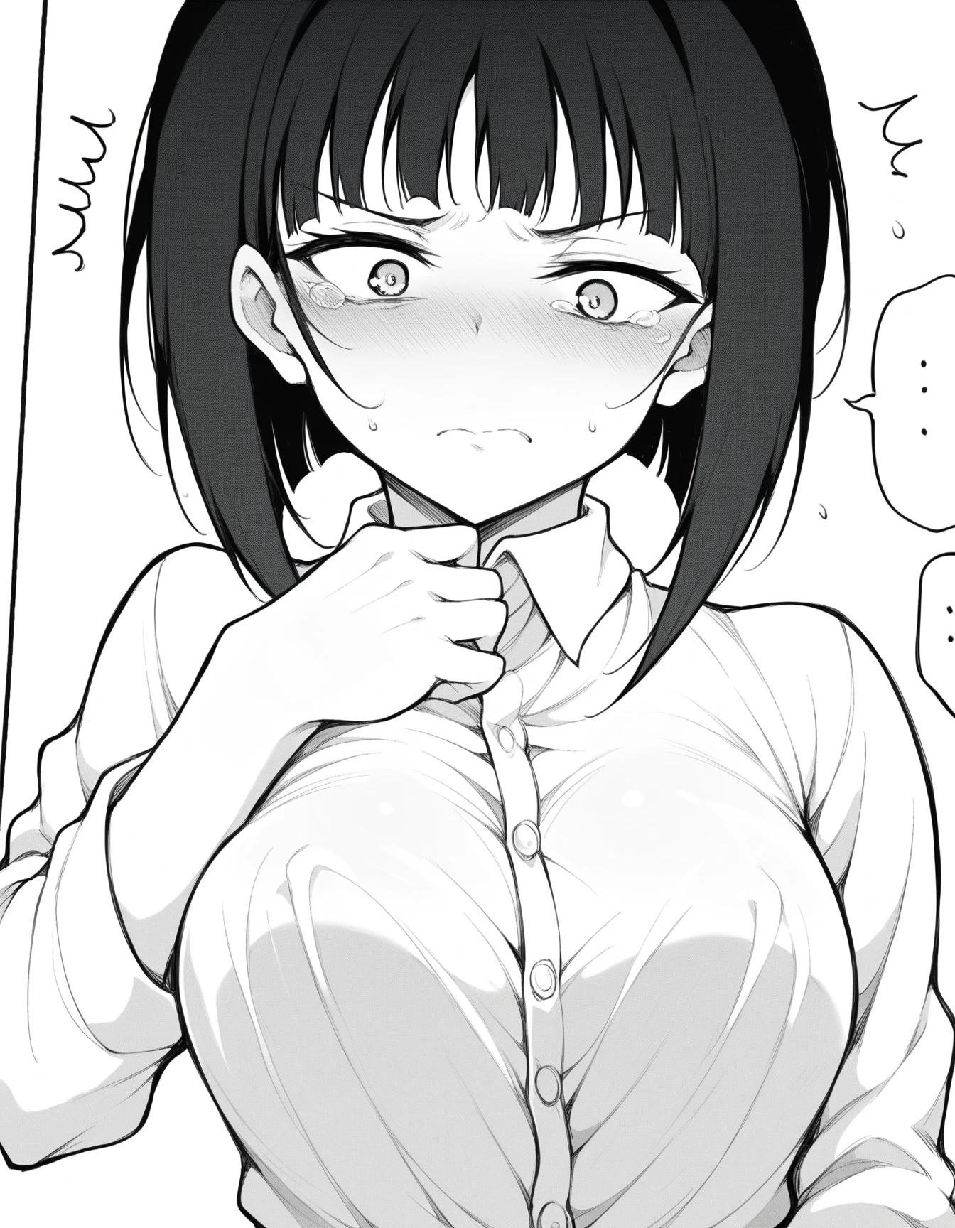 masterpiece,ultra detailed,????? digital art,35 years old,(mature modest woman:1.2),(????????,bukkake ,excessive ???),glasses,armpit hair,hairy pussy,white dress shirt,(checked skirt:1.1),at modern bedroom,(adult curvy body),black hair,disheveled hair,(tareme),mature curvy woman,trembling,(sweaty),saliva,(vaginal penis,having sex,???????????????????),raising knees,look at viewer, insane eyes,shouting speech bubble, ??????,(peace sign),
