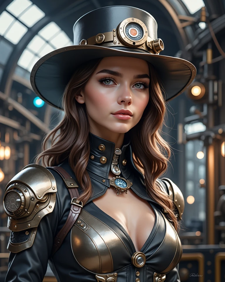Hay una mujer en traje futurista posando para una foto (cuerpo completo), Karol Bak UHD, cyber steampunk 8 K 3 D, Portrait of beautiful sci-fi girl, steampunk hermosa mujer de anime, Team mask, steampunk hermosa diosa, sci-fi female, Steampunk sci-fi, arte de personaje renderizado en 3 d 8 k, steampunk fantasy style, retrato de la reina cyborg, robot femenino futurista retro --auto