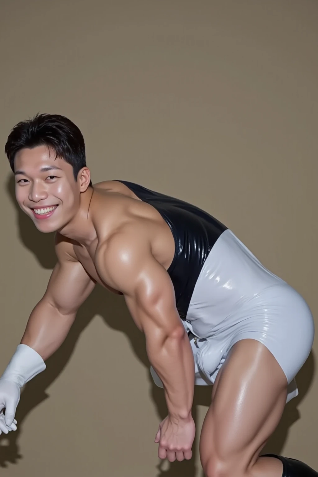 (masutepiece,High resolution,ultra - detailed:1.0),1(Boy ,robot boy ),Perfect male body,Look at the camera,Delicate eyes and delicate face,extremely details CG,Unity 8k wallpaper,intricate-detail,solo person,Detailed face, ( extreme tight high waisted white bodysuit), (extremely small size bodysuit squeeze out the side belly),Best Quality, hands visible, Beautiful and delicate blue short hair:1.5 , (( full length shot(fls) )) , big thighs , big fat hips , insane details, hyper details , photorealistic , only male , handsome boy , fat buttock , puffy nipples , 16k resolution , ultra-high clarity , hyperrealism, uhd,. K-pop idol , whore , slutty whore , swollen nipples , defeat , grins ,thick thighs, thick fat booty. Fat buttocks , male , gluteal fold , buttocks lift , (bare thighs ) , (bare chest ) , ( thick bottom ) , realism , hyper realistic , ( thick hips ). , standing ,( put your hands behind your head) , super tight , super handsome boy , male , gynecomastia , fatty hips , fatty buttocks, sexy , eroticism , nsfw , side belly fat , sexy slutty whore , nasty bitch , (photorealistic) , ( epic realism , epic photorealistic ) , grins , smirk , smile , shy , blushing , foot seen, big bulge , manly , phat hips