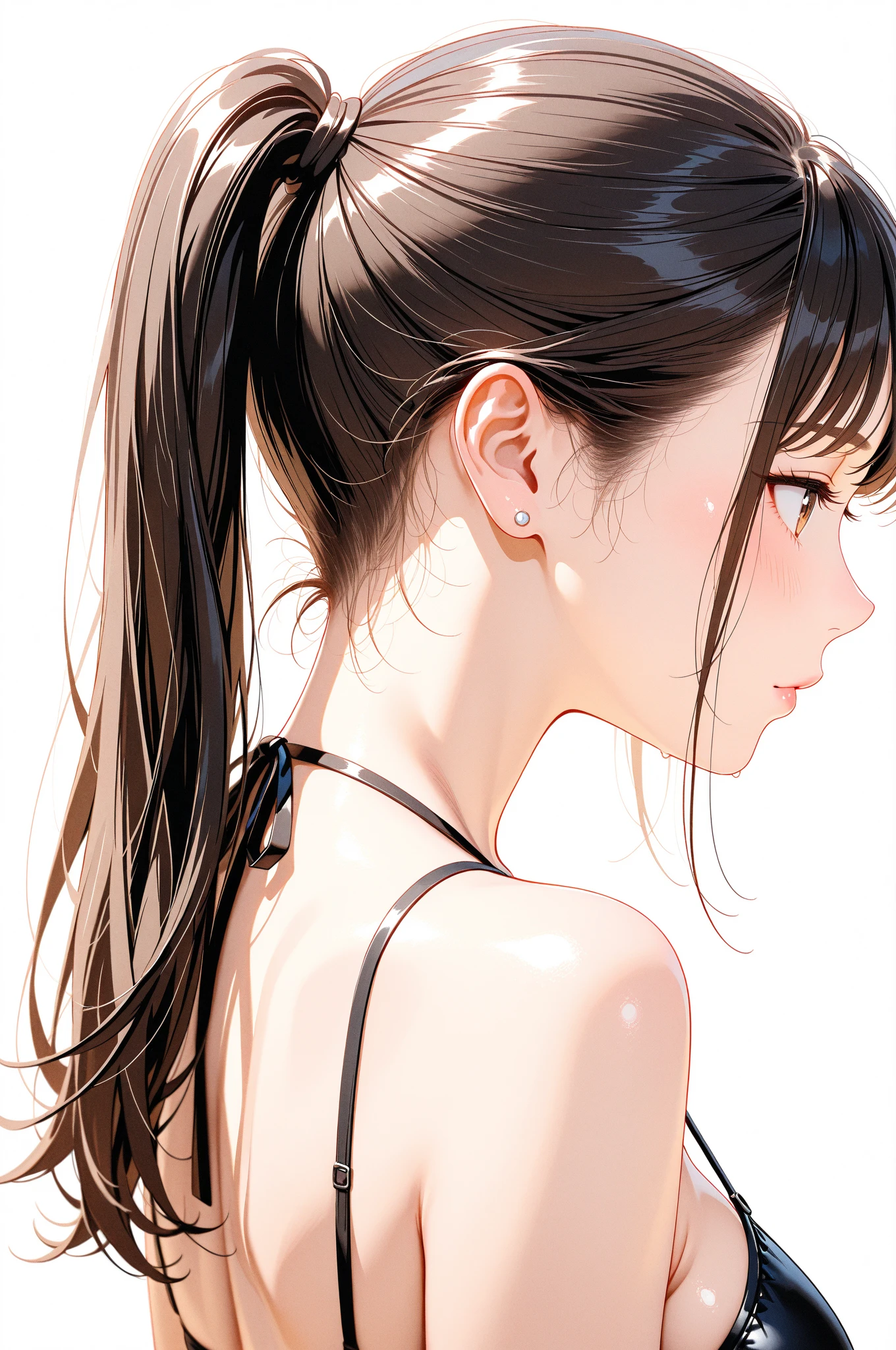 Masterpiece, Score_9, score_8_up, 8k, ultra-detailed, Ultra-high resolution, high-quality, 1girl, cute, perfect anatomy, sleeveless hoodie, arms up, tying hair, medium breasts, sexy