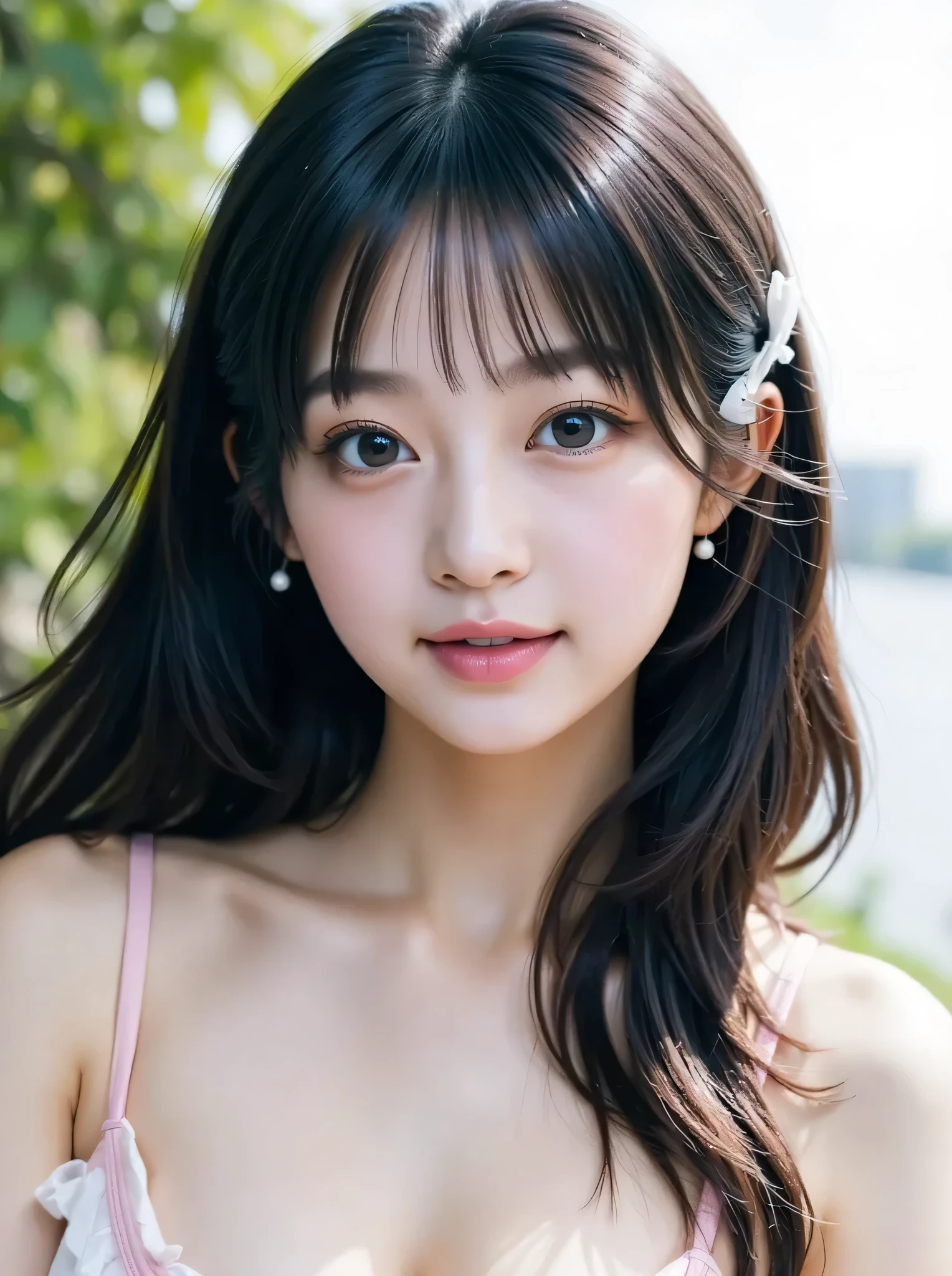 {bust close-up pictures:1.8}},{{top quality:1.8}}}, {masterpiece:1.8}, {:1.8}},,{natural makeup:1.8},{{Extremely elaborate facial eyes:1.8}, {{ Beautiful White Skin:1.8 }}}, {Professional Lighting)}},{high-accuracy selection},{{{{Picture of a face above the chest:Nipples(red)Nipples}}}},{{high school girl:16age :smile :small breasts:Areola(Pink)Areola}},,{red頬:1.6},,{{{{smile:{big double eyelids}:{mascara}: { teardrop bags}:{{long eyelashes:1.8}}},,{{eyeshadow:0.8}},{{{{透けて見える白いタイトシャツ-Nipples:1.8}}}},{{bob cut::Princess Cut:ponytail:1.8}}