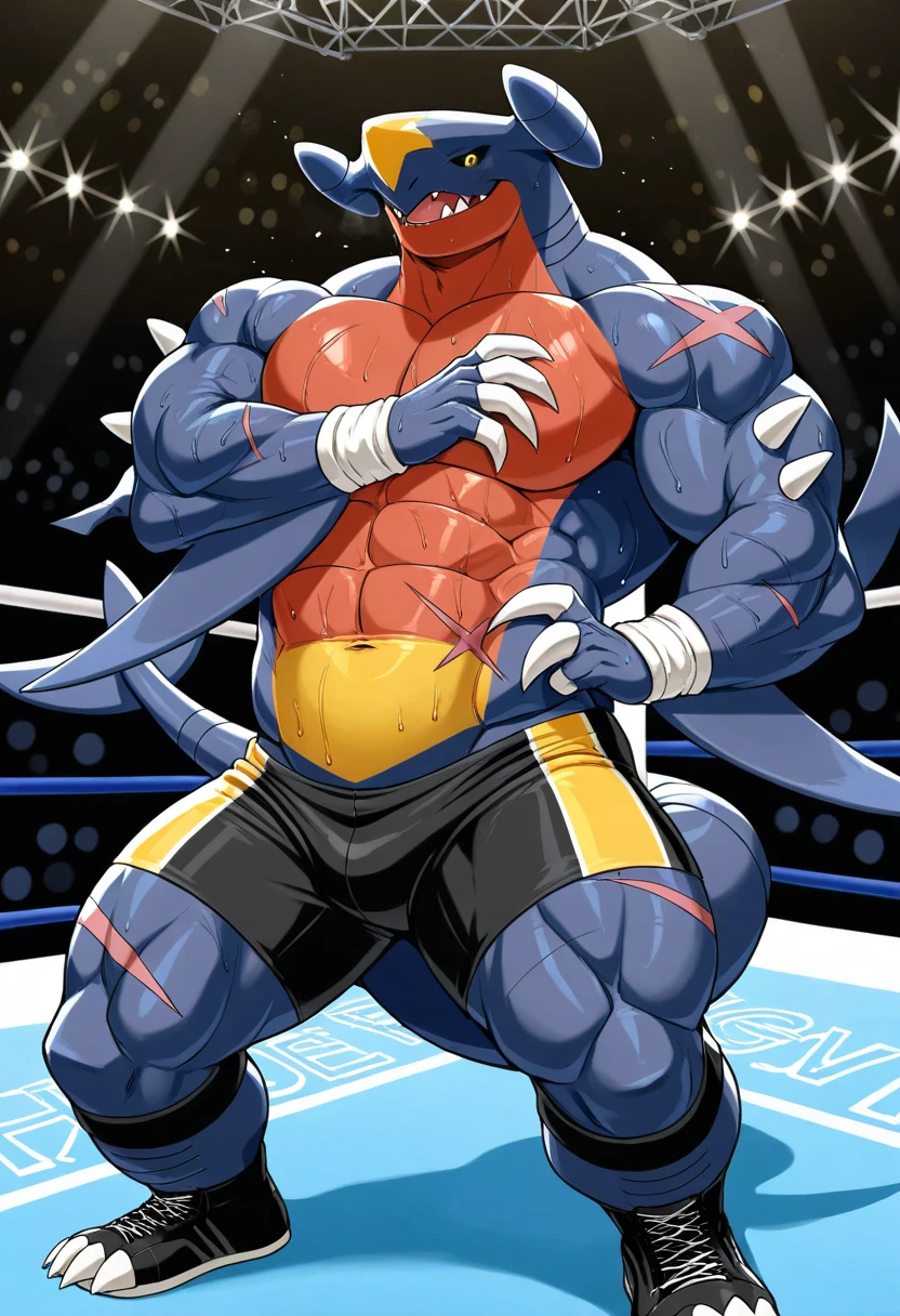 Pokemon lugia, dressed like a wrestler, 