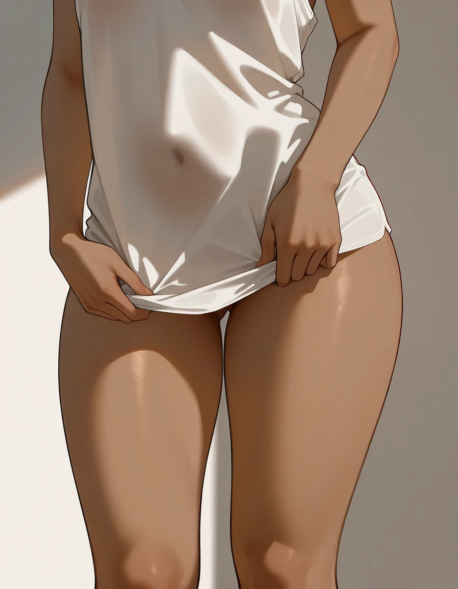 cute face, wet and transparent shirt on a naked body, cheerful face, nipples are clearly visible, big tits, big butt, Hairy vagina