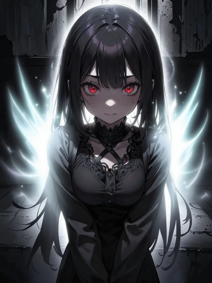 v5lcn style,ink art,(Best Quality,masutepiece:1.2), dark colored ,(extreme high contrast),Dark ink,1girl in,A blue-haired、4K,resolution, ripped long hair, angel ring, Angel Girl, Angelic, dynamic angle. 