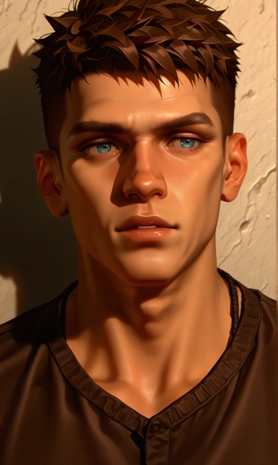 masterpiece, best quality, photorealistic, 1boy, solo, male focus, looking at viewer, , depth of field, , , hanabusa_aidou, blonde hair, blue eyes, cardigan, trucker hat, science fiction horror, High resolution