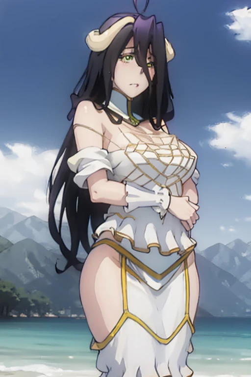 (lying, on side), white lingerie, white stockings, (night forest background), night time, starry night, (fire camp), Litchi Faye-Ling, mature woman, anime cels style, best quality, high resolution, 1girl, (huge breasts:1.2), beautiful face, Beautiful Finger, Beautiful long legs, Beautiful body, Beautiful Nose,Beautiful character design, black hair, very long hair, Bangs, purple eyes, (cowboy shot), blushing, light smile, looking at viewer