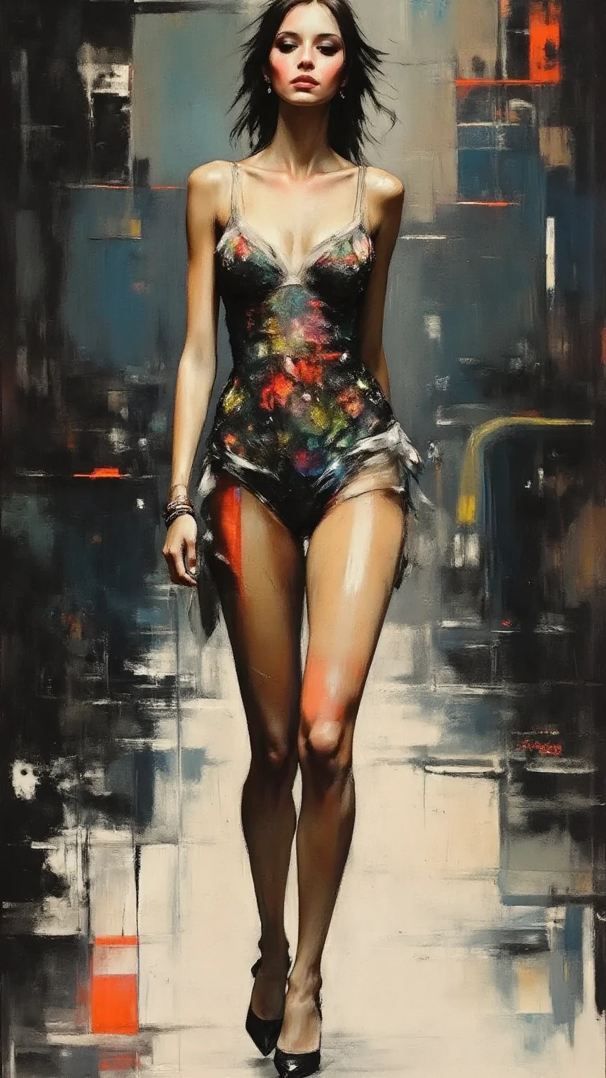 (fashion show:1.5), (fashion weel:1.5), (ink and watercolor painting:1.5), (Tasteful:1.5), (ink and watercolor painting:1.5), (full color:1.5), 8k, 4k, (magic:1.5), (dripping paint;1.5), (New York collection:1.5), fashion model, professional model, super model, futuric fashion show, (glide_fashion:1.5),