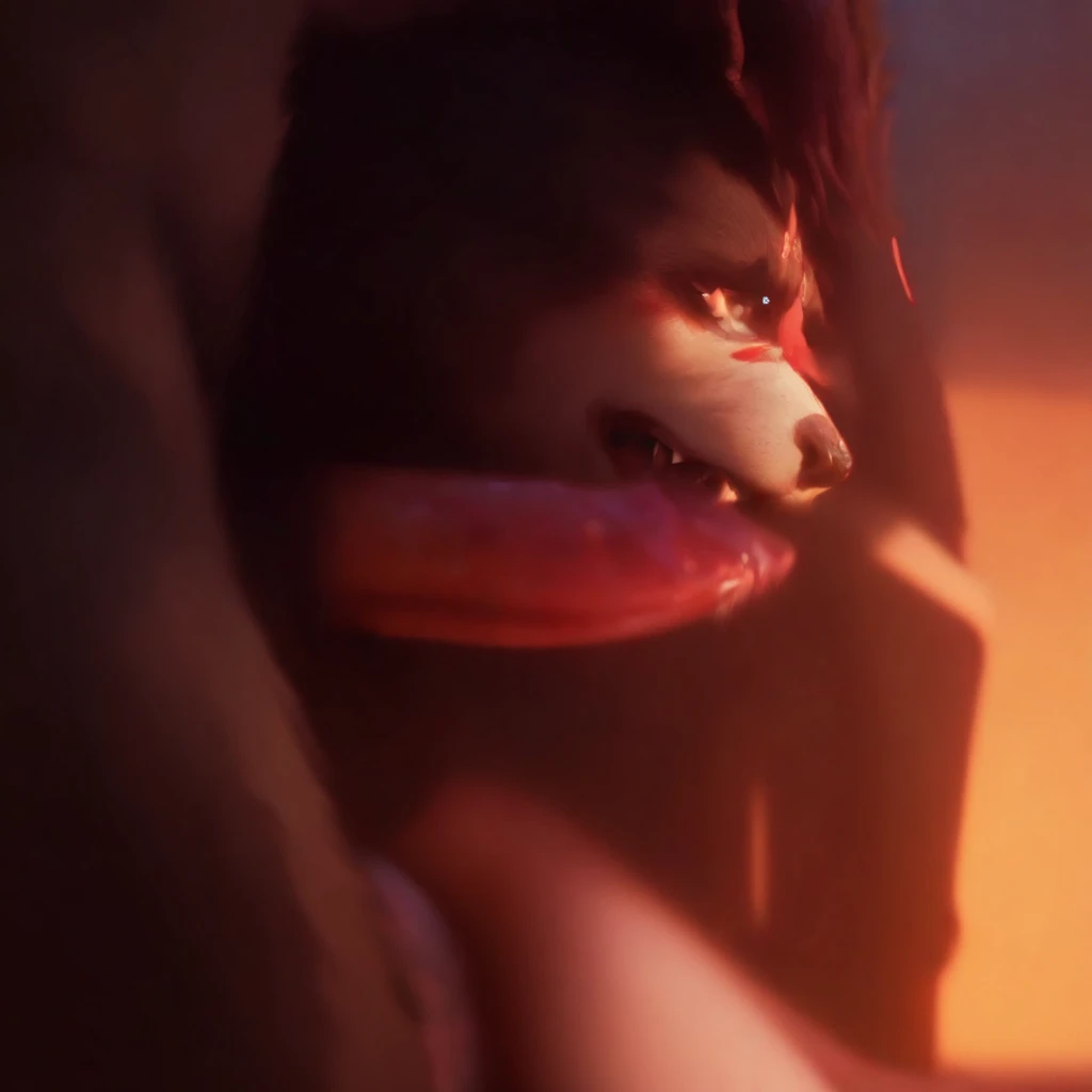 NSFW (nude) (Velma ((human)) sparse pubic hair), full body, blowjob, deep throat (nude male werewolf with a knotted penis) in a spooky haunted house
