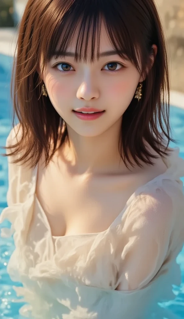 (Highest quality, Very detailed, masterpiece:1.2), 1 women, Very thin body, length, Thin legs, ((Black wavy short hair:1.2)), ((Thick and fluffy bangs)), Very detailedな顔,A faint smile, small, Thin Nose, small thin mouth, Extremely sharply focused eyes, Japanese, Beautiful Face, Realistic eyes, Beautiful and beautiful eyes, Realistic Skin, Beautiful Skin, charm, (A vivid face), Beautiful Hairstyles,((Victorian style black and gold bikini)), Gothic design,Creepy and unique hairstyles,下からのアングル, High resolution, Vibrant color palette, Mysterious and mysterious stone wall, Amazing place,Characteristic dark shadows and strange details, background, Backwards