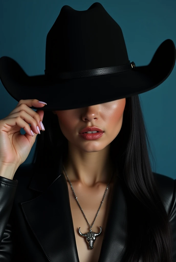 Gorgeous european woman with short hair, braided hair, wet hair, hair slicked back, combed straight back, slick hair, black gradient hair, dressed as a witch, hat, jewelry, cleavage, glamour, solid dark grey background