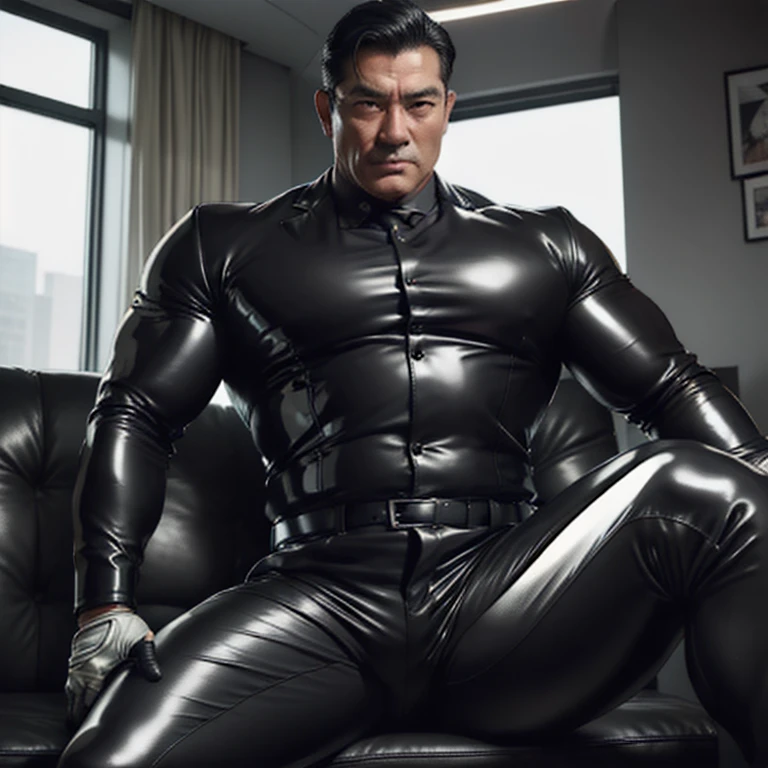 High quality two men in love 20years old,a daddy,tight black shiny suit sit down,k hd,in the office,muscle, gay ,black hair,asia face,masculine,strong man,the boss is,handsome,sex,leather gloves,lecherous dad,look straight ahead,Dad is erection