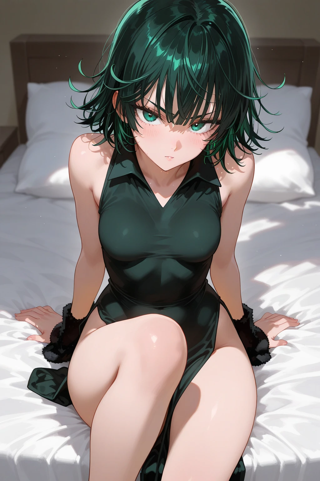 (pixel-perfect, detail-perfect)), 1girl, fubuki, beautiful women, original outfit, looking at viewer, chinese dress, sitting, (nude), (pussy:1.2), no panties, wild lift, (arms behind on back:1.1), (masterpiece:1.2), best quality, super ultra high resolution, unity 8k wallpaper, (illustration:0.8), (beautiful detailed eyes:1.6), extremely detailed face, perfect lighting, extremely detailed CG, (perfect hands, perfect anatomy), 