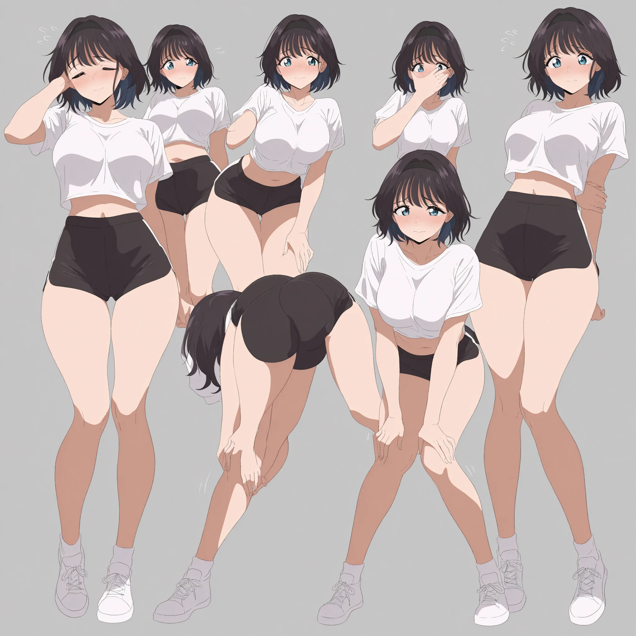 1 girl, she is half naked, she has medium butt, she has big thighs, noon, back side, large room, she has belly ache, she is hot, back view, mild angry, straight body, medium breast, she has towel under, she is doing squatting standing, medium booty, medium butt, butt view, sexy, she is naked, she is squatting while standing, dynamic pose, dynamic view