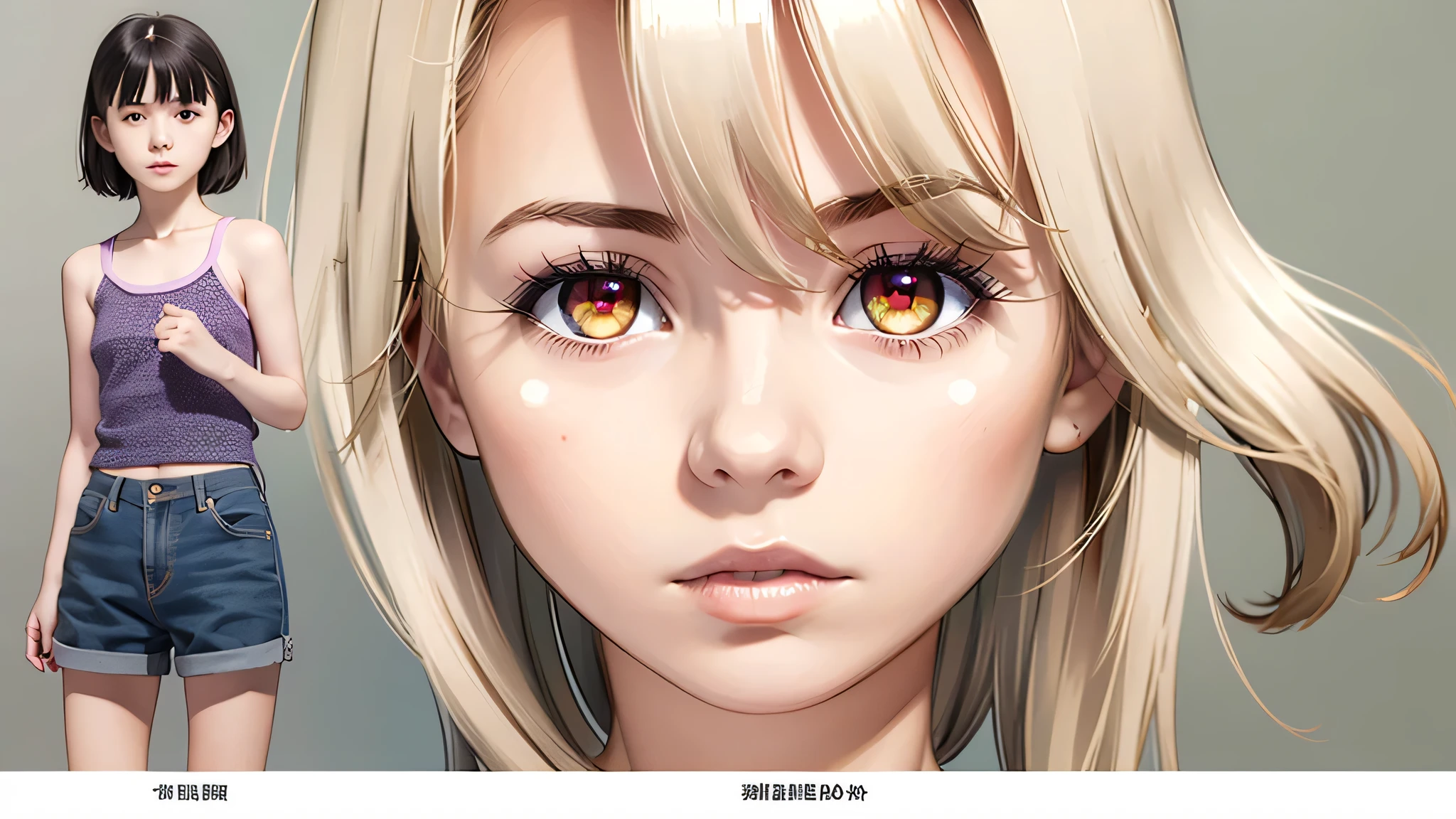 Realistic, Painting, 少Female, 4K, Masterpiece:1.5, masterpiece:1.5, top quality:1.5, high resolution:1.5, Perfect Head:1.5, super detailed illustration:1.5, Beautiful Eyes:1.5, :1.5, CHARACTER CONCEPT ART:1.5, official art, Hyper Details, full of details,  high definition exquisite fan art,  clear line, Very clear shading , Clear color , Calm Color, Deep color, watercolor, (( popular character , super detailed illustration, Best character, 少Femaleキャラデザ, Popular character design, Best character design, Best character, Trendy character design,  popular character ヘアカラー,  popular character ヘアデザイン, 少Female, 少Female, 少Female, 少Female, 少Female, 少Female, 少Female, 少Female, 少Female, ロー teen girl ,  teen girl , ハイ teen girl , 青年Female, Female, 成人Female, 淑Female, 思春期の少Female, Adolescent gals , ギャルの少Female)), ((((Whole body, Full Body, whole body, Realistic head and torso, Age-appropriate head and body , character design sheet, multi view,  three-sided view, front view, side, side view, Girl from behind, Back View, Behind the View, Full body shot turnaround , Prisma Illya, same character, Same role, Scene of Environmental Change)))), Mr.々Composition, Mr.々angled,  comparison of clothing and full body nudity , Comparison of full body nudity and full body nudity , Whole bodyの着ている薄い衣服が透けている, ((( clothing is see-through and total nudity is visible ,  clothing material is see-through and full nudity is visible ,  clothing material is transparent and full nudity is visible ,  girl's age-appropriate crotch can be seen through clothing , 年齢相応のFemale性器, 年齢相応のFemale性器が透けて見えている, has realistic uterine shaped pimples on the skin at the location of the uterus in the lower abdomen, 全身の立ち姿勢でWhole bodyを見せている, Full body standing pose with torso slightly arched, I'm showing my armpits in a standing position with my whole body , Full body standing pose with torso slightly arched to show armpits, 腋を見せたSexy Poses, 両腕を上げて腋を見せたSexy Poses, Full body standing pose with torso slightly bent and looking up　Natural Gestures 　自然pose　Cute gestures　cute pose　 pose showing both armpits 　Mr.々pose　Cool pose　 aggressive pose　action pose　Sexy Poses　A picture perfect pose　Popular Poses 　beautiful poses in Chinese clothes　hip line　スポーティhip line　引き締まったhip line　Girl from behindからの全身を斜め下から見上げたhip line　Girl from behindからの全身を斜め下から見上げた引き締まったhip line　Girl from behindからの全身を斜め下から見上げたスポーティなhip line　 back line 　最高の back line 　Waist line 　最高のWaist line 　Pelvic line 　最高のPelvic line 　引き締まったPelvic line 　curvy　curvy少Female　groin　最高のgroin　 showing the body　Lift up the 　sporty body　Tight Body　Abs)))　Smile Yan　愛らしいSmile Yan　最高のSmile Yan　屈託のないSmile Yan　Baby face　Cute expression　rich expression　adorable expression　Childish expression　soft expression　Angel Neighborhood　Devilish　ギャルのFemale子学　Idol　Idolの　ジュニアIdol　夏のFemale子学生服　処Femalegod　ignorance　Clear　 pure 　Obedient　 sexual goodness theory 　Closeness　innocent　Emotional　 armpits are healthy　 armpits are healthyな身体　 armpits are healthypose　open　aggressive　Sensual　charming　affectionate　Emotional　Bold　sensational　Shameless　fine　Cheerful　vigorous　active　Dynamic　 playful gesture　Friendly Gestures 　playful 　I miss you　Enjoying　Happy　Happy 　inviting　The well-liked 　loved　elegant　stylish fashion　fantasy　fantasy　fantasy衣装　Otherworldly　nobles　nobles　upper class　upper class　((VTuber　Popular VTuber　Sexy VTuber ))　cosplayer with dolls　人気cosplayer with dolls　セクシーcosplayer with dolls　positive　sensitive　succubus　mezugaki　Pastoral　bright vibe　Cyberpunk　(((( fan service　It's fan service　1枚だけのWhole bodyのアップシーン　arms outstretched　Hands Outstretched　god々Female genitals with a straight line in the crotch of an age-appropriate girl that is completely transparent from 　Dancing beautifully　Dancer　 History　god聖　god職　巫Female　Dance performance))))　Harry Potter's 　Whole bodyの着けている薄い下着が透けている　sunburn marks on school swimsuits　Mr.々Accessories　Wears a lot of decorations　Bright decoration　魔法少Female　 Thin black tights that fit the whole body are transparent　I have sunburn marks on my swimsuit　((((Show me your armpits and squats　I'm showing my armpits in a squat　pale pink nipples　Light-Pigmented Nipples　Pale Pigmented Nipples 　Sexy Poses))))