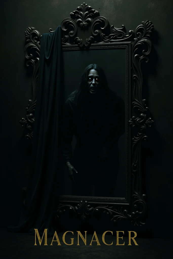 (masterpiece, photo realistic, best quality:1.3), (art horror by apterus:1.5) style, art horror by apterus, a vengeful japanese ghost, art by {4$$_artists\Japanese Art\nihonga\showa_era__}, inside a dark tatami room with mirrors, lots of mirrors, scary reflection, horror, ghost, creepy, scary, death, dread, gore, decay,