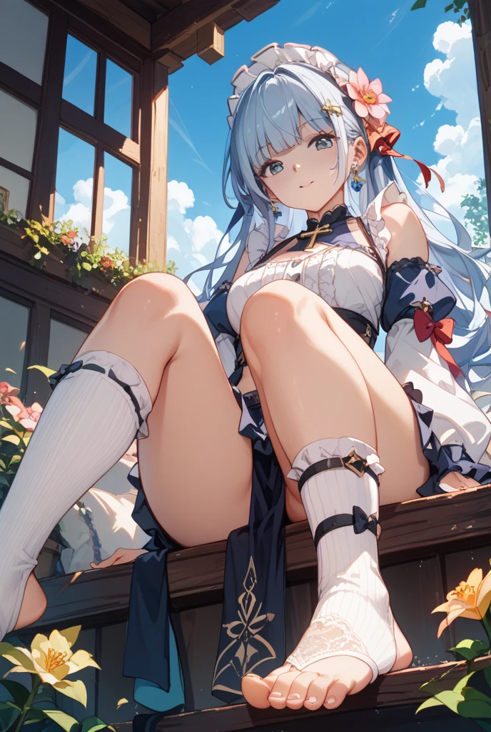 ((2D beautiful girl、top-quality、Perfect Finger 1.1、Perfect Anatomy 1.1、extremely delicate and beautiful illustration))、cute petit girl、(transform sequence)、((Maid style leotard))、10yaers old、elementary student、Lori、Chiquita、Fractal Art、baby-face、((stright long hair))、beatiful detailed eyes、Show your teeth and have the best smile、Full Body Display、(1 persons)、(Kimono-style leotard)、Large garden with blue sky、The costumes are also brightly colored.、