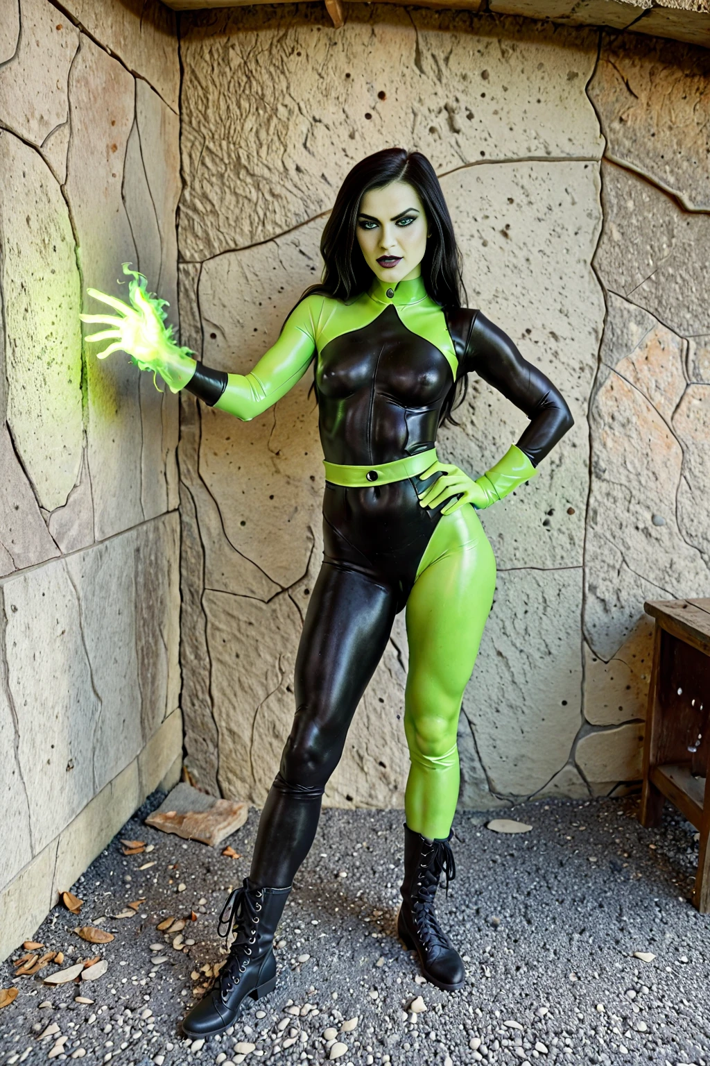 (best quality, masterpiece, beautiful and aesthetic:1.2, colorful, dynamic angle, highest detailed face)1girl,barissoffee, sthoutfit hood full body 8k unity render, action shot, skin pores, (green skin:1.4), facial tattoo,upper body portrait, looking at viewer, smiling(high contrast, official art, extreme detailed, highest detailed) full body 8k unity render, action shot, skin pores