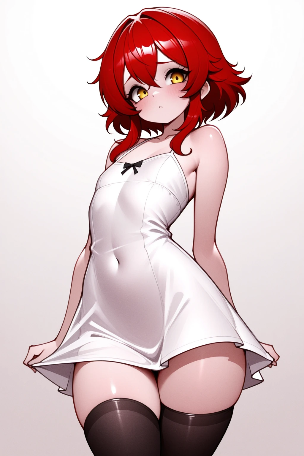 ((Little Huntress girl)) holding a rifle between her legs , battle pose,long red curling hair,((airy white sheer micro tiny dress)), sheer micro dress, risqué, snows,Cold,4K,Detailed,Realistic, (3 years old), ((age 3)), American, beautiful, beautiful face, small, short, sensual poses