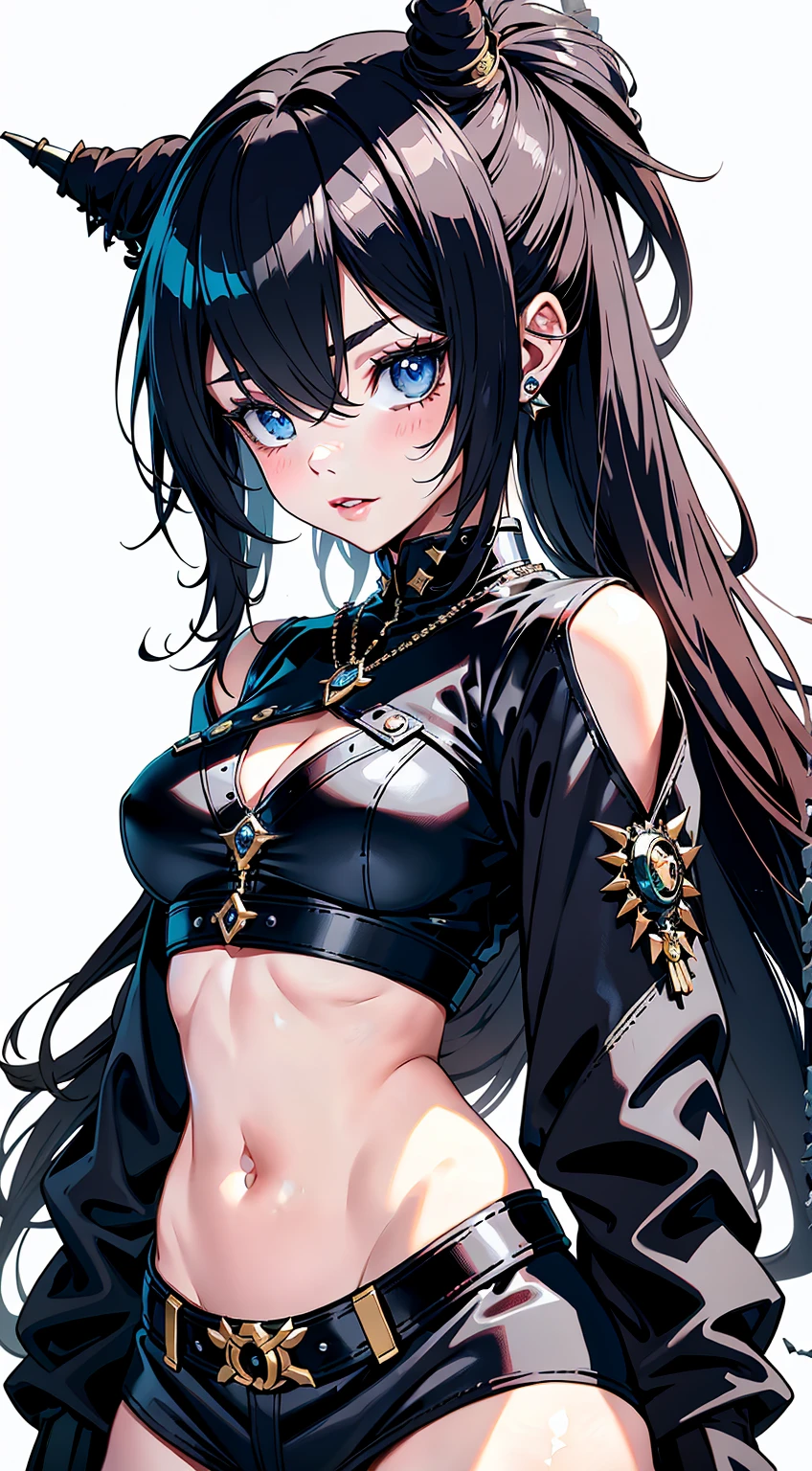 (masterpiece, best quality), best resolution, (2heads:1.5), 1girl, two-headed girl with((30year old, two heads, two heads are positioned next to each other, fused necks, necks positioned next to each other on one chest, extremely long black hair, facing the viewer, tattered clothing, white tube top, Black short-sleeved hoodie, White pants, Best Bust, Bust 85, extremely long black hair on both heads, Blue eyes, open chest wide, Happiness, Sweating, Chain Accessories, During the dance、お腹に♡のペイント))hiquality, visualart,
