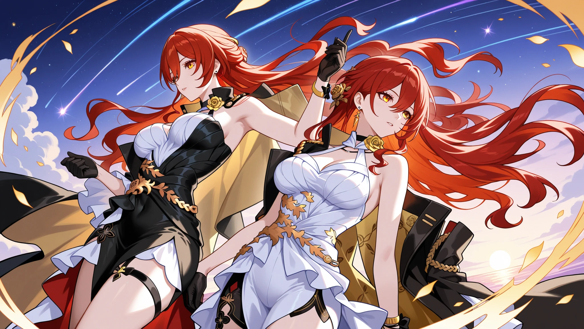 with a dragon appearance and red hair, and star details