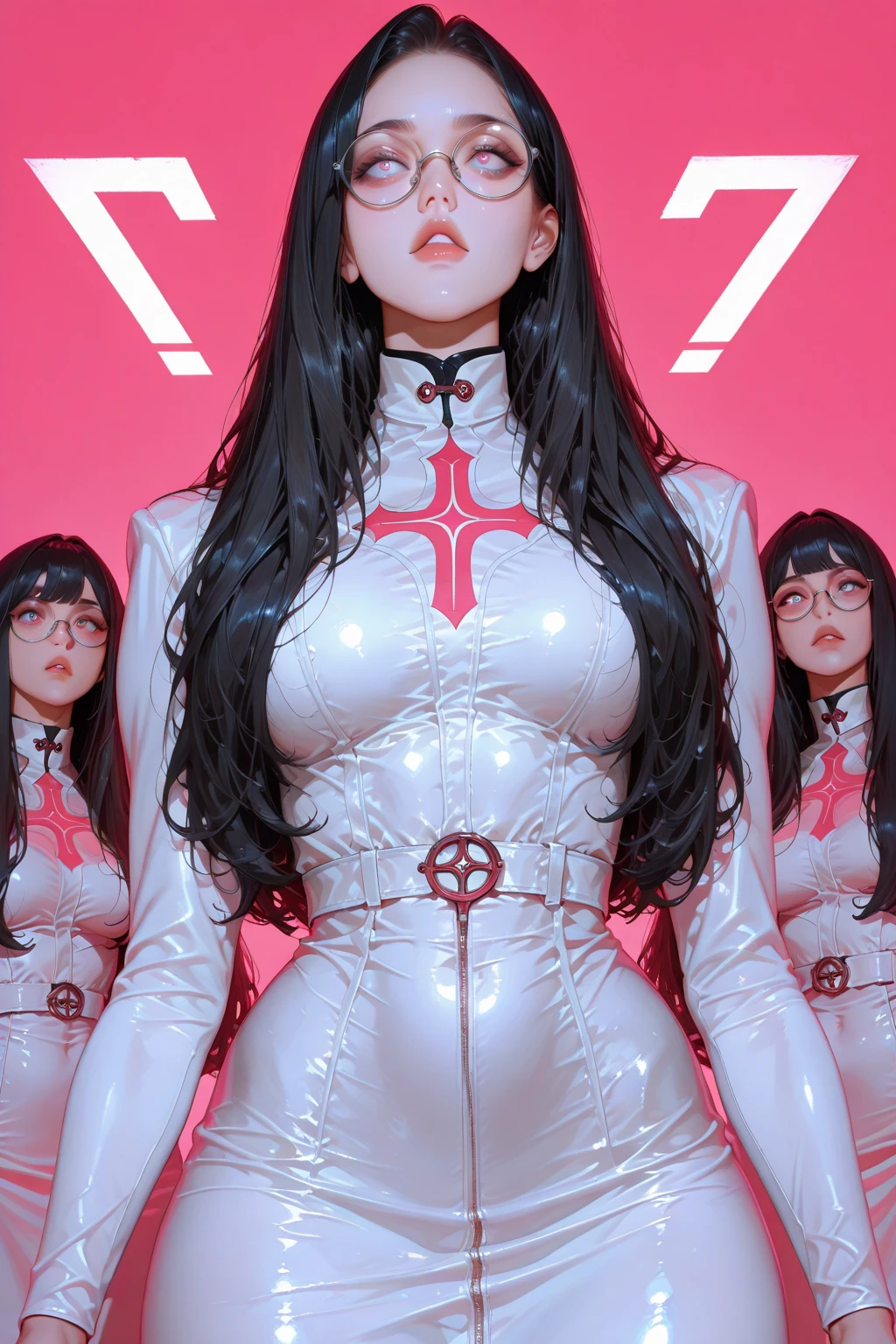 nsfw, 8K, 1 girl as yukino yukinoshita, absurd, mackerel, alone, , big bust, long black hair down to waist, (twin tail:0.5), latex miniskirt, Black thigh-high socks, loose red ribbon, (Ahegao:1.2), (Roll your eyes:1.2), spread legs, a frivolous smile, ((Open your pussy and show it)), ((Huge)),