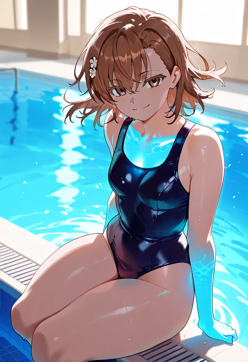 Highest quality,Highest Resolution,A beautiful boy in a brightly colored leotard swimsuit with a crying face,Poolside at the competition pool,Very beautiful eyes,(((Drinking a bottle of drink))),Sweat profusely,Tears,(((Open your mouth wide and drool)))whole body,Super High Leg,