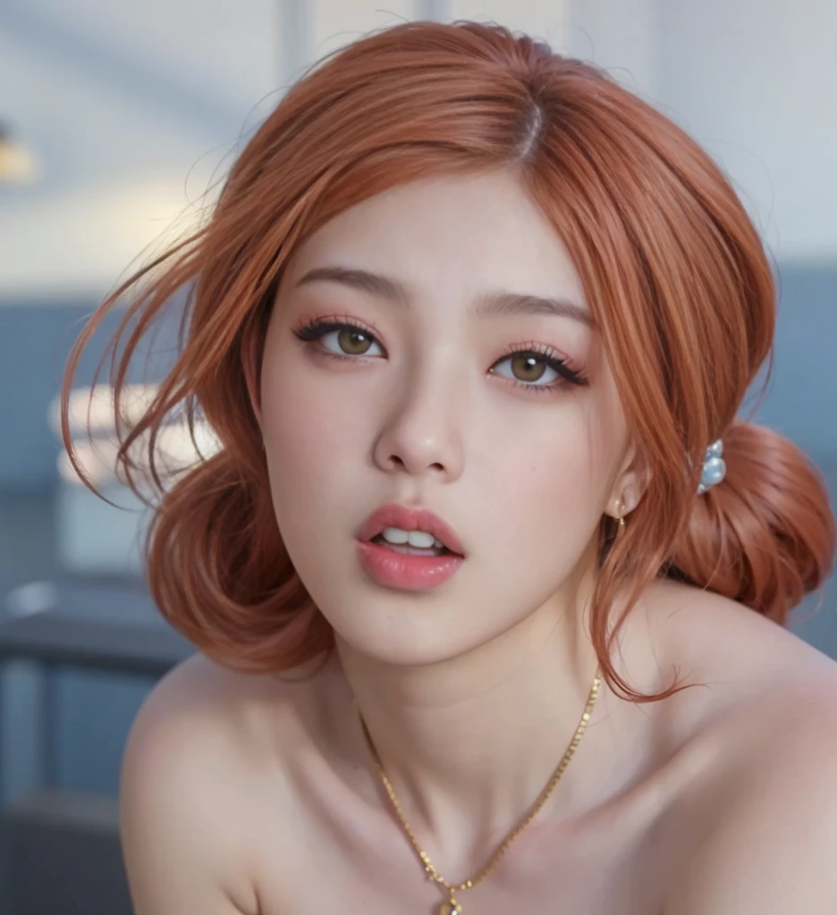Wonyoung do IVE face, foto realista, ultra HD, 8K, big and juicy lips