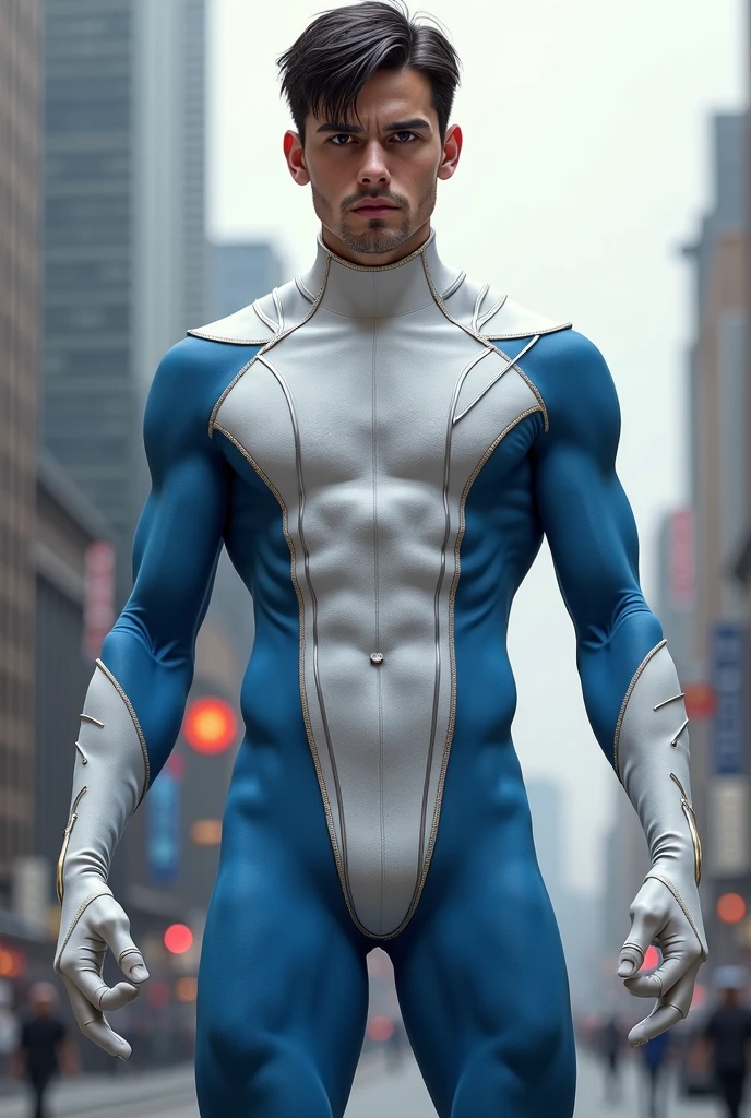 looking back,, closeup of face, large , masterpiece, best quality, extremely detailed, intricate, 1boy, white torn sport tights, bikesuit, muscular male, 6 pack abs, big pectoralis, shiny white skin,  pectorals, detailed face, naughty face, black eyes, short black hair, shiny blue necklace,  looking at viewer, manly,  sweating, moist body, Park, night, ,  , butt, briefs, 