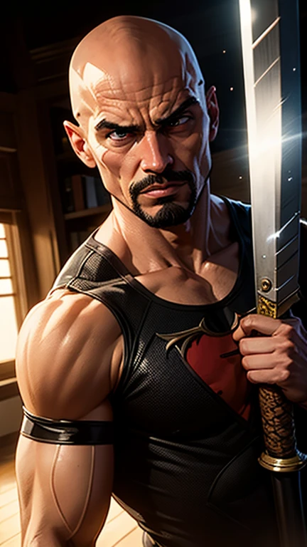 Create 1 man, Templar warrior, strong, muscular, young, handsome, short black hair shaved on the side(dark hair), straight face without hair on the face(no beards), white skin, full body, beautiful, 8k quality, realistic, detailed face, realistic, well detailed eyes(realistic eyes), detailed hair.