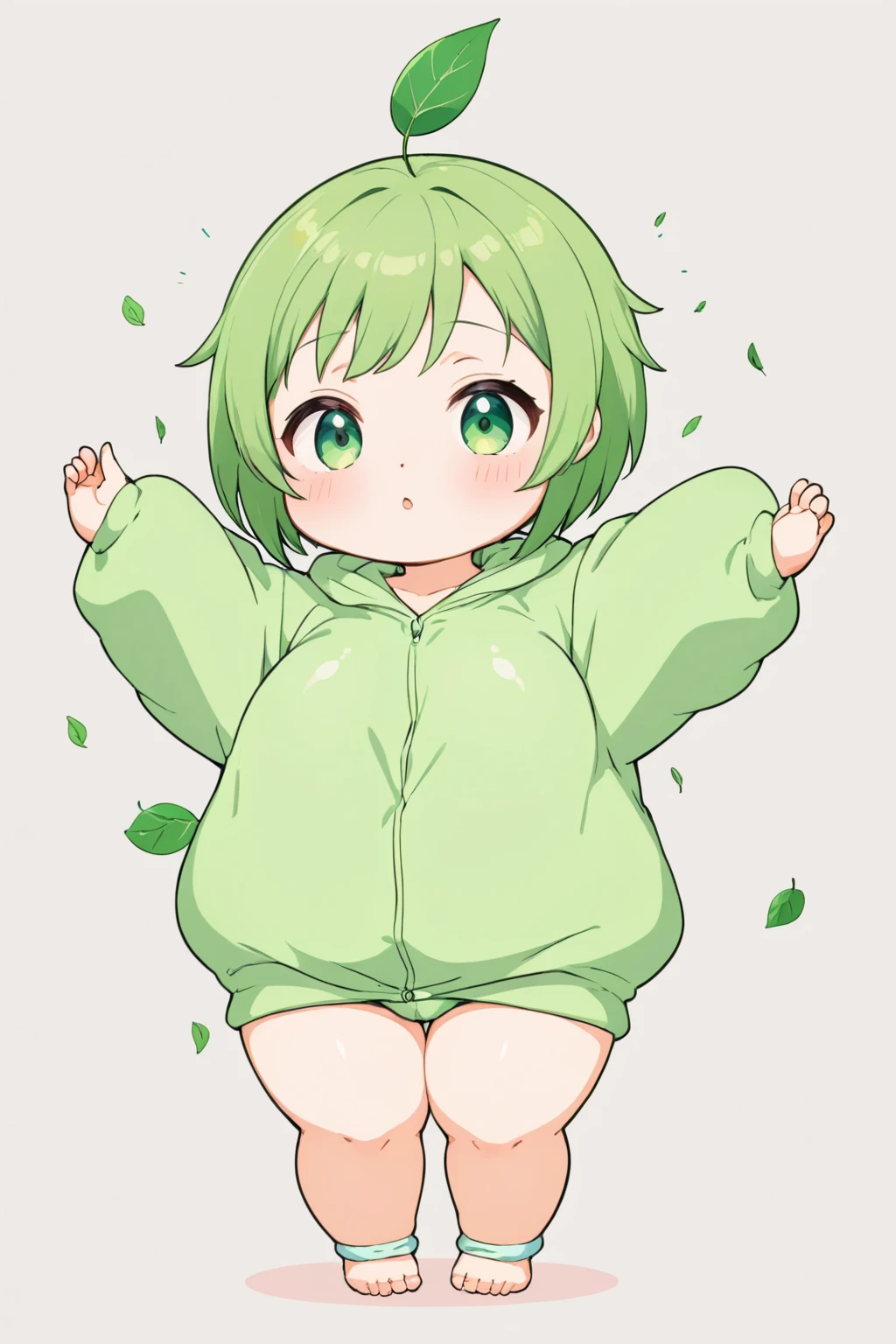 nude, thick thighs, green hair, moles, freckles, short hair, fat butt, dainty, chubby, naked, bare, exposed, without clothes, squatting, multiple people, two people