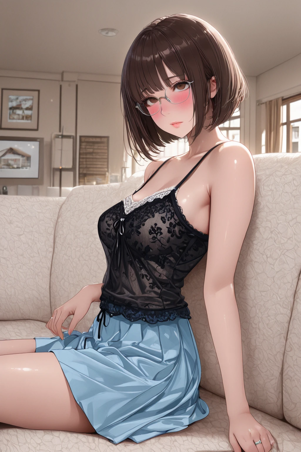 (8k、RAWphotograph、Highest quality、masterpiece:1.2),(Spread your legs wide,Legs wide open),(Long Bob Cut),Gazing at the audience,Front view,strong,erotic,student,Light green Bra,White skin,knees,(Black Pantyhose),Absurd,Small face,前hairを真ん中から分ける、The forehead is visible,(Embarrassing,eyeを細めて,Glare,strong,skinny,sanding,rage)、masterpiece,Highest quality、Ultra-high resolution,Raw Panties,only,Beautiful poop,One person, One personで,whole body、cute、studentに戻る,JK ,high school girl,Japanese women,Are standing,(Realistic:1.37)、Photon Mapping,Realistic、cute顔,茶色のeye、Black socks、(Red bow tie)、Radio City、物理ベースonlyダリング、prospect、Written boundary depth、Blurred Background、photograph,girl、body,Beautiful legs, Long legs, Thin legs,Tie your hair into one strand on your chest,(前hairが見える), hair, lips, green_eye, Soft nose,(Light blue shirt), (navy, Blue and white checked pleated skirt), kneesが見える,Transparent clothes,, thigh, black cotton socks,Nogizaka idol, , Japanese Ido、Big ample breasts、Cleavage、Unbutton your shirt to reveal your chest、(Detailed female shape's pubic hair is clearly visible: 1.4), Masturbation Girl,whole bodyphotograph、Roll up the skirt yourself、Super Definition、loafers、No pants、No pants、No bra、No bra、No pubic hair、The genitals are wet、In a hotel bed、Dimly lit room、Black kneese-high stockings、Black kneese-high socks、
