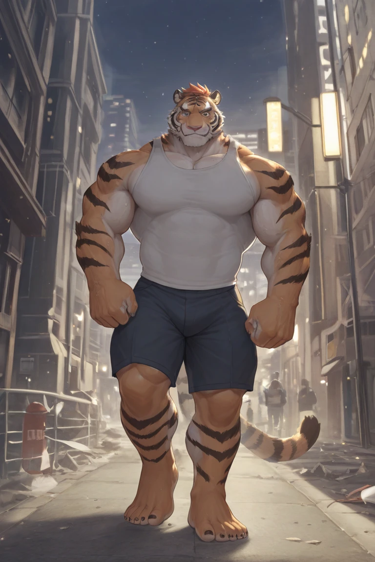 bara handsome white tiger furry leaning on wall wearing only tight boxer briefs, tall, massive pecs, broad shoulders, sultry gaze, purple eyes, smirking at camera seductively, sultry teasing gaze, one hand on his thigh near his cock, running one hand through his hair, long legs, looking at viewer, slight side view, huge bulge, side view, bedroom, sunlight casting over,Bara, Furry, dynamic shading