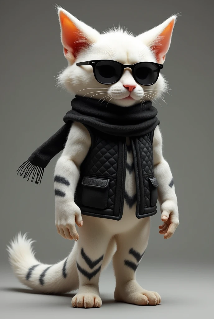 a painting of a cat wearing a hat and scarf, trending in the art station, dressed in punk clothes, detailed hyper realistic rendering, british gang member, street style, intimidating pose, planet of the cats, clothes with fashion, urban samurai, meow, west slavic features, 8 1 5