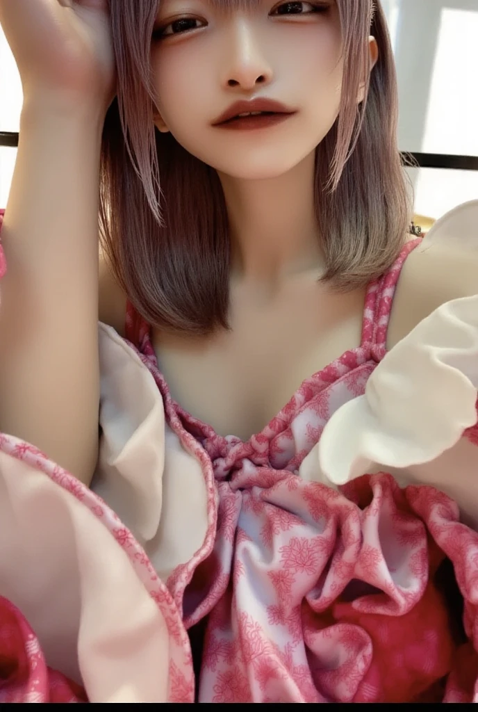 High resolution, masterpiece, Accurate, Anatomically correct, number々Awards for, Highest quality, Corruption, Attention to detail, High resolutionモデル, retina, Very detailed, Textured skin, 超High resolution, Background Blur, movie light effect, clair obscur, movie, Video recording,
(Decolorization lighting:1.6、Late Night:1.8, crowd:1.5, crowded train:1.5,, subway、dim:1.5, Bleached interior lighting),
one person, 独奏, Long black hair, blush, Open your mouth, Sticking out tongue, From head to toe:1.5、Put your hand over your mouth、Kissing Face、Overlooking、
(Super big breasts:1.5、Large Breasts Cleavage:1.3), Sparkling under-eye bags、Red glitter eye makeup, From feet to head、(Fluorescent pink glossy lips:1.3, Japanese Jiraiya Type Girl :1.5, Jirai Type Makeup:1.5, Japanese Jiraiya Type Girlfashion:1.5), Japan Underground Idols、
(orgasm:1.5, ahegao:1.5,steam,sweat,Vulgarity)、((Panting、Panting声、Scream, Tongue out, Long eyelashes, Half-closed eyes, Eyes Wide Open, The whole face turns red, Face of patience, excited, Cover your face with your hands, Long Tongue, Moaning, Yandere, get drunk, )