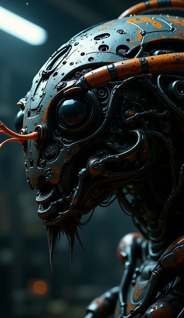((Masterpiece artwork, 16K, best qualityer, high resolution: 1.3)), (a portrait of a biomechanical Mosquito robot: 1.2), (Hyperdetailed and intricate matte painting by Jean Baptiste Monge, Jesper Ejsing, Anton Fadeev, Peter mohrbacher: 1.2), (hypermaximalist, Precision: 1.2), (blue, greens, yellows: 1.2), (The robot lion is a fusion of organic and mechanical elements: 1.2), (Its mane is composed of intricate details,  Tendrils and metallic wires:1.2), (Its eyes gleam with a vibrant blue light, Suggesting AI:1.2 Advanced), (The body is a complex arrangement of gears, Pistons and circuits:1.2), (The mechanical parts are perfectly integrated with the organic features, Creating a harmonious blend:1.2), (The background is a futuristic industrial landscape with imposing structures and neon lights:1.2),  (the composition showcases the intricate details of the mosquito robot and the futuristic setting:1.2), (A moment frozen in time, capturando a essência do avanço tecnológico e da Precision artística: AR-16:9