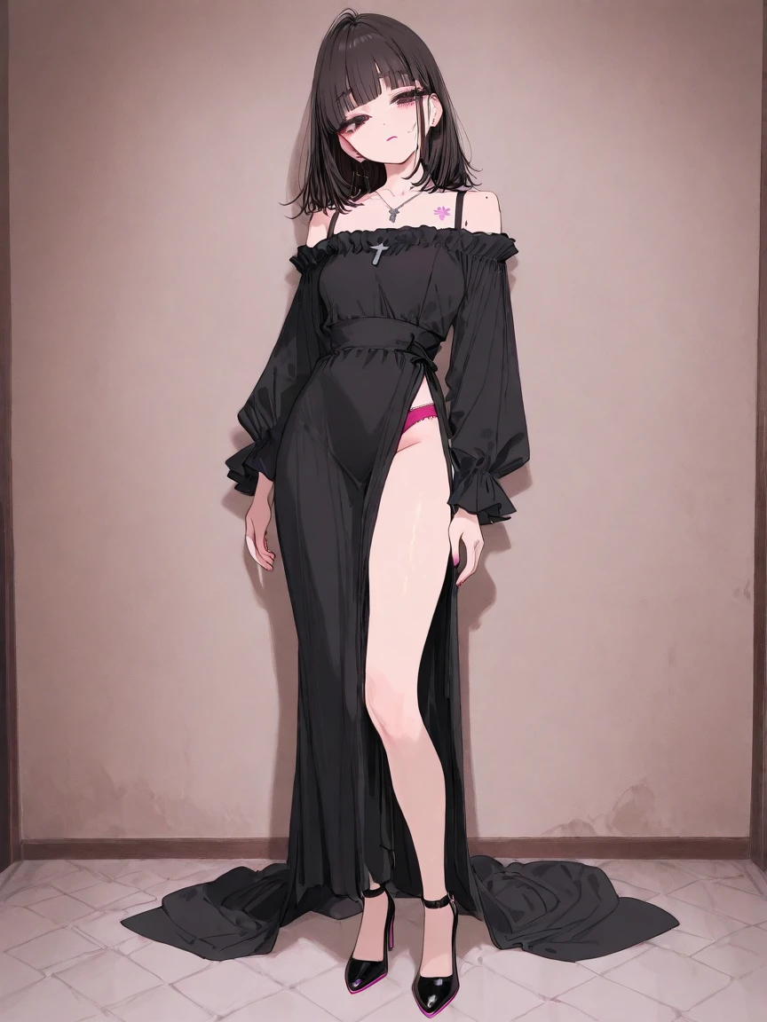 a sexy woman, (best quality), (masterpiece), (1girl), slim, anime, tall, (front view ), (flat chested), (see through clothes), (pubic hair), (full body view)
