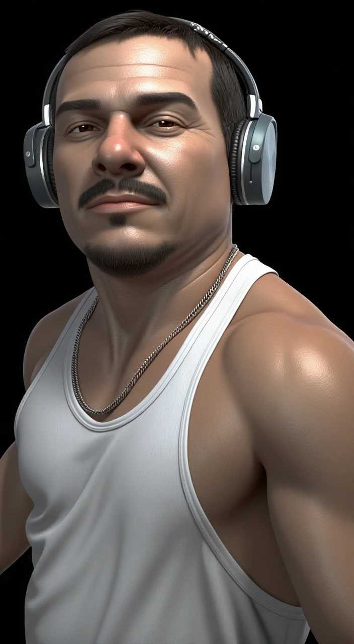 Man with strong body black background with yellow aggressive lights