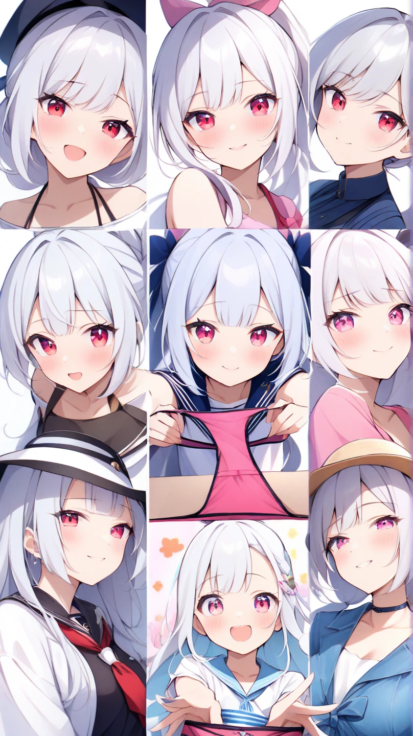a few cartoon images of the same female character that i'm not sure what this is, a young girl touching her stomach and her breasts, a collection of sketches of several women, two pages show a woman in underwear next to another girl wearing a thongy panties