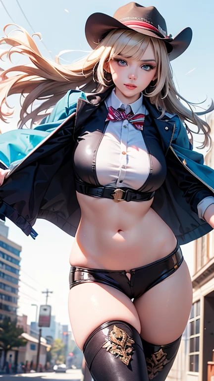 High resolution, adult woman , good lighting, despicable, , (No nudity), (((Shiny navel lace queen uniform))), (()), (((leather thigh high boots))), (garter belt), abdomen only, (wet shorts),  ,  cute face, I&#39;Iは恥ずかしくて赤面します, humiliating, ((look back)), ((mini skirt))(Racecourse)(T-back)(A large amount of material is attached to the body,)