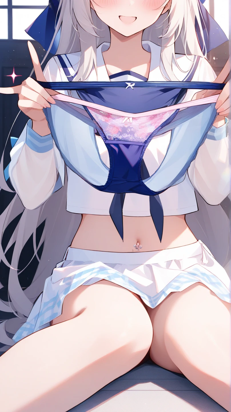 NSFW, high quality, 4K, master peace , 1 girl, embarrassed, skirt lift, panties