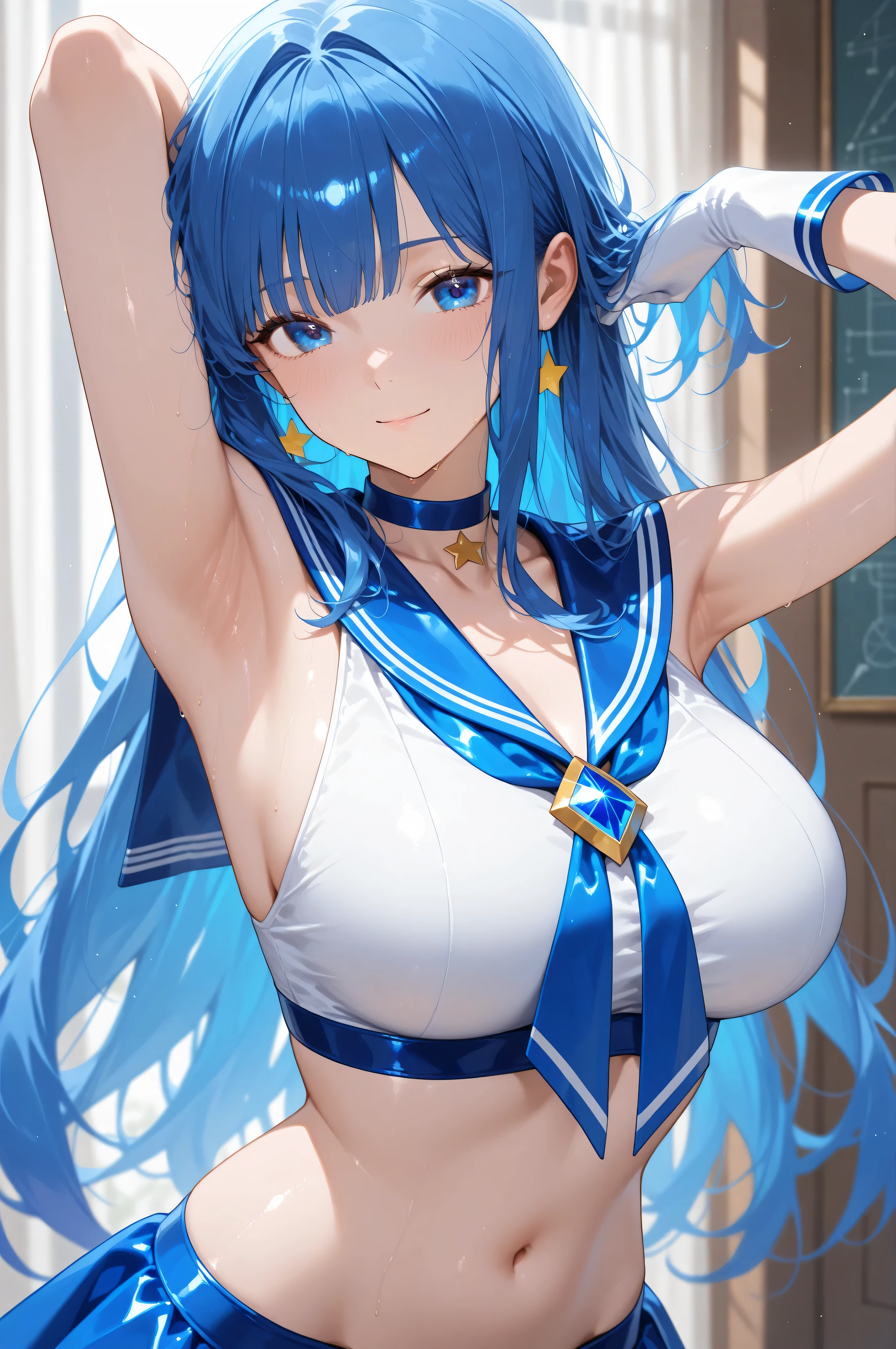 Beautiful girl shy, sweaty, blushing