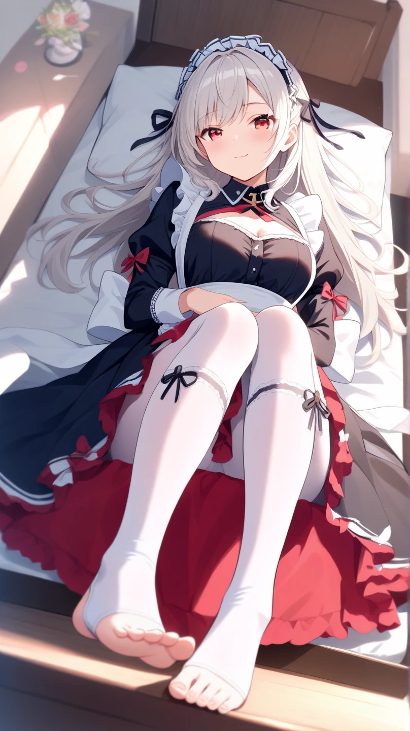 ultra-high-resolution,Best quality white stockings,Lace socks,Burpee socks,overknee socks,Exudes a cute and shy atmosphere。