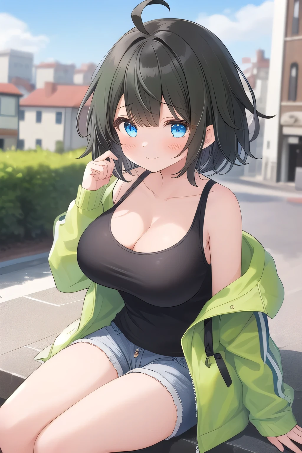 anime girl avec de gros seins posant dans un haut jaune et un jean, séduisante fille d’anime, Ilya Kouvshinov. 4km, [ Art numérique 4km ]!!, Style Anime 3D réaliste, Jolie fille d’anime, Artgerme extrêmement détaillé, oppaï, Style animé 4K, Rendu photo réaliste Anime girl, Anime hyper réaliste, style animé. 8k